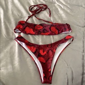 Red Cheetah Bikini Set